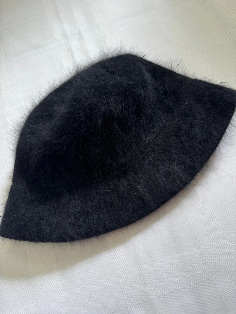 Women's Black Angora-Blend Bucket Hat